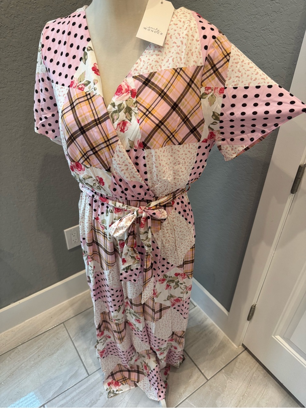 Emily Wonder Pink Patchwork Floral Dress